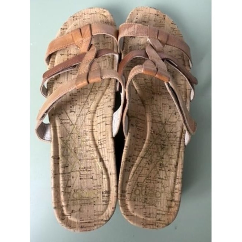 Abeo Bio-System Nova strappy Slide Sandals Womens Brown Leather Granola Earthy
